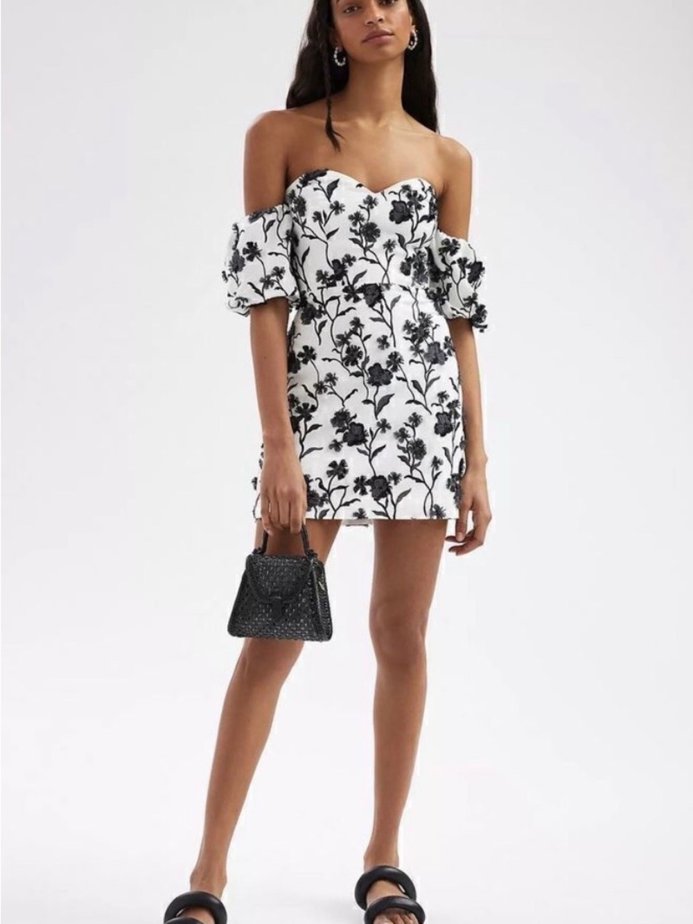 NWT Anthropologie Sabrina Puff-Sleeve Applique Mini Dress Sz 10/Medium